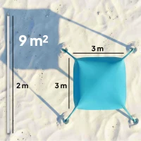 Outsunny Sonnensegel, wasserdicht, anpassbar, leicht, faltbar, Stahlstützen, 3x3x2m, Himmelblau(m-3)