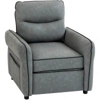 HOMCOM Accent Chair, Faux Leather Armchair - Grey(m-11)