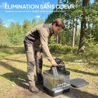 Outsunny Toilette Portable Camping Toilette de camping pour Hommes et Femmes avec 12 Sachets Coagulants et 12 Sacs Jetables, gris(m-7)