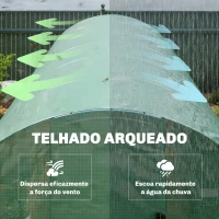 Outsunny Estufa Túnel 6x3x2 m com Porta com Dobradiças 12 Janelas com Rede e Estrutura de Aço Galvanizado Verde(m-9)