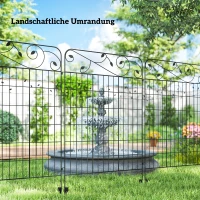 Outsunny Gartenzaun Gitterzaun Zaun, Vintage-Design, wetterbeständig, 3,52 x 1,1m, Schwarz(m-7)