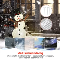 Outsunny Fröhliche Schneemann-Dekoration für Weihnachten, Außendekoration mit LED-Lichtern, Stahl, Polyester, Weiß+Schwarz(m-6)
