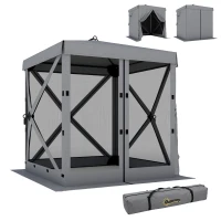 Outsunny Paviljoen 1,85x1,85 m waterdicht stabiel winterbestendig pop-up opvouwbaar paviljoen met 4 mesh zijpanelen, tas, UV 30+(m-10)