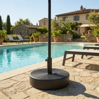 Outsunny Base per Ombrellone, Base Esterna Riempibile fino a 19kg con Sabbia o 15kg con Acqua, Ø45x30,5 cm, Nero(m-4)