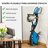 HOMCOM Bicicleta Estática Plegable con Respaldo 8 Niveles de Resistencia Volante Pantalla LCD Pulsómetro y Sillín Ajustable(m-7)