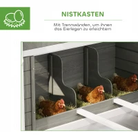 PawHut Hühnerstall aus Holz mit Auslauf Nistkasten Asphaltdach herausziehbar Tablett für 8-10 Hühner 347x160x150 cm Dunkelgrau(m-6)