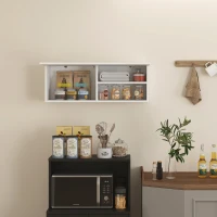 HOMCOM Badezimmerschrank Hängeschrank Wandschrank mit nach oben klappbarer Tür, Gasdruckfeder Einlegeboden 80 x 25 x 30 cm Weiß(m-7)