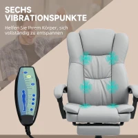Vinsetto Verstellbarer Drehstuhl mit Fußstütze, Kopfstütze, Massagefunktion, Kunstleder, 68,5x68,5x113-121cm(m-4)