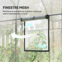 Outsunny Serra a Tunnel 3x2x2m con Porta Avvolgibile e Finestre a Rete in Acciaio e Plastica, Trasparente(m-6)