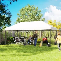 Outsunny Tenda Dobrável 6x3 m Pop-up Altura Ajustável 3 Níveis UPF50+ Fecho Central Sacos de Areia Bolsa com Rodas Prateado(m-2)