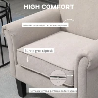 HOMCOM Fotoliu pentru Living, Stil Nordic, Tapițat cu Lemn și Poliester, Ideal pentru Living și Familie, 79x78x87 cm, Gri(m-5)