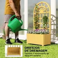 Outsunny Floreira com Treliça de Madeira para Plantas Trepadeiras com Orifícios de Drenagem Floreira Elevada 60x30x120 cm Madeira(m-6)
