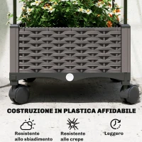Outsunny Fioriera Rialzata con Traliccio da 185 cm, Fori di Drenaggio e 4 Rotelle, in Metallo Rivestito in PE e PP, Nero(m-7)