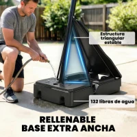 SPORTNOW Canasta de Baloncesto para Exterior Ajustable de 245-305 cm con Ruedas Base Rellenable y Sistema de Retorno Negro(m-5)