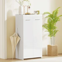 HOMCOM Meuble à chaussures 10 paires, armoire à chaussures à haute brillance 5 niveaux, étagères réglables, 55x36x108cm, blanc(m-10)