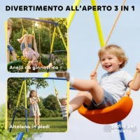 AIYAPLAY Altalena da Giardino 3 in 1 per Bambini 3-8 Anni, in Acciaio e PE, 285x160x181 cm, Multicolore(m-4)