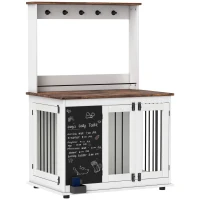 Klatka dla psa, 3 drzwi, regał na zabawki, Biała(m-11)