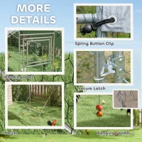 PawHut Kurnik z wybiegem stalowym 300 x 800 x 195 cm dla 30 kur(m-7)