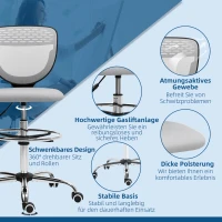 Vinsetto Bureaustoel, werkstoel, bureaustoel, in hoogte verstelbaar, gewatteerd, lichtgrijs(m-8)
