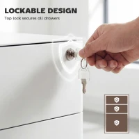 Vinsetto 3 Drawer Filing Cabinet on Wheels, Steel File Cabinet with Lockable Drawers for Home Office, White(m-7)
