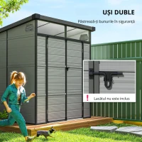 Outsunny Șopron pentru Grădină din Plastic cu Ferestre și Orificii de Ventilație, 190x191x215 cm, Gri Deschis(m-7)