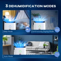 HOMCOM 20L/Day Portable Dehumidifier for Home, with LED Screen, Sleep Mode, 24H Timer, Electric Air Dehumidifier for Damp Laundry Bedroom Basement(m-5)