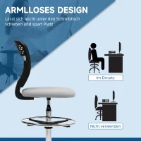 Vinsetto Bureaustoel, werkstoel, bureaustoel, in hoogte verstelbaar, gewatteerd, lichtgrijs(m-7)