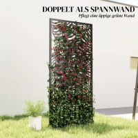 Outsunny Kamerscheider 65 x 130 cm vrijstaand/op te hangen paravent, metalen zichtscherm, Zwart(m-7)