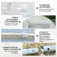 Outsunny Serra a Tunnel 8x3x2 m con Rivestimento in Plastica e Acciaio Rinforzato, Bianco(m-5)