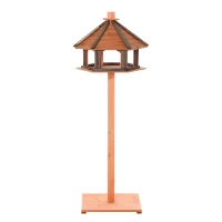 PawHut Wooden Bird Feeder Stand Bird Table for Garden, 130cm, Brown(m-1)
