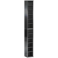 HOMCOM Set of 2 CD Media Display Shelf Unit Tower Rack with Adjustable Shelves, High Gloss Black(m-1)