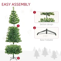 HOMCOM 7FT Artificial Christmas Tree Home Xmas Decoration with Metal Stand, Branch Tips, Green(m-6)