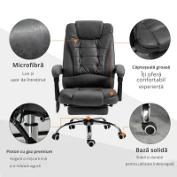 Vinsetto Fotoliu de birou pentru masaj si rabatabil cu 6 puncte de masaj incalzire Scaun de birou cu inaltime reglabila fotoliu pentru oaspeți sufragerie camera de zi dormitor dormitor interior casă(m-7)