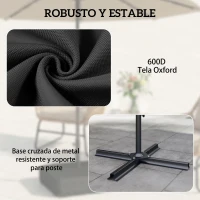 Outsunny Base para Sombrilla Cuadrada con Funda y Bolsas de Arena Pie para Sombrilla Postes Ø48 mm Rellenable Arena 80kg Negro(m-6)