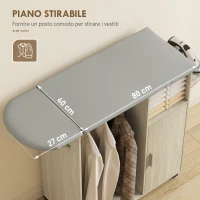 HOMCOM Mobile Asse da Stiro con Piano d'Appoggio Effetto Lino, 3 Ripiani a Cubo e Guida, 127x42.5x99 cm, Multicolore(m-4)