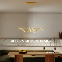 HOMCOM Pendant Light with 3 Colour Temperatures - Gold Tone(m-6)