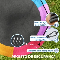 AIYAPLAY Baloiço Ninho Infantil Ø120 cm Altura Ajustável Baloiço Redondo para Bebés para Árvores para 4 Crianças de 3 a 8 Anos Multicolor(m-4)