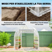 Outsunny Serra a Tunnel 2x3x2 m con Porte Avvolgibili, Telaio in Acciaio e Copertura in PE Anti-UV, Trasparente(m-7)