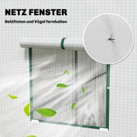 Outsunny Tomatengewächshaus Foliengewächshaus mit Rolltor Mesh-Fenster Schrägdach 196 x 77 x 197 cm Weiß(m-6)