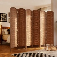 HOMCOM Paravent en bois séparateur de pièce pliable 6 panneaux 270 x 180 cm naturel(m-8)