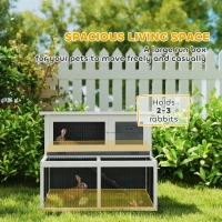 Klatka dla królików PawHut, 2 poziomy, składany dach, szara(m-4)