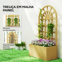 Outsunny Floreira com Treliça de Madeira para Plantas Trepadeiras com Orifícios de Drenagem Floreira Elevada 60x30x120 cm Madeira(m-4)