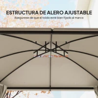 Outsunny Carpa para Jardín con Techo Doble Cenador con Mosquiteras y Cortinas para Exterior Terraza 370x303x290 cm Beige(m-5)