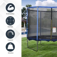 HOMCOM Trampolin mit Sicherheitsnetz Gartentrampolin für Innen- und Außenbereich Fitnesstrampolin für Jugendliche und Erwachsene Stahl Blau+Schwarz bis 113,6 kg Ø305 x 248H cm(m-7)