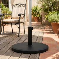 Outsunny Base per Ombrellone da Giardino, Rotonda per Ombrellone 34mm/38mm/48mm Diametro Tubo, in Cemento, Nero(m-2)