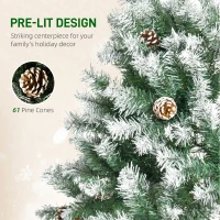 HOMCOM 6ft Artificial Christmas Tree with Pine Cones, for Holiday Home Xmas Decoration with Auto Open, Green(m-6)