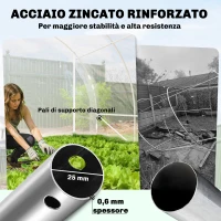 Outsunny Serra a Tunnel 3x6x2 m con Porte Avvolgibili, Telaio in Acciaio e Copertura in PE Anti-UV, Trasparente(m-4)