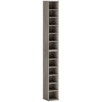 HOMCOM Set of 2 CD Media Display Shelf Unit Tower Rack with Adjustable Shelves, Mocha Wood Effect