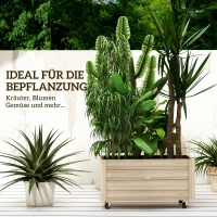 Outsunny Hochbeet, wetterfester Anstrich, 4 Räder, Naturholz, 89 x 48 x 47 cm(m-4)