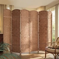 HOMCOM Paravent en bois séparateur de pièce pliable 6 panneaux 270 x 180 cm naturel(m-2)